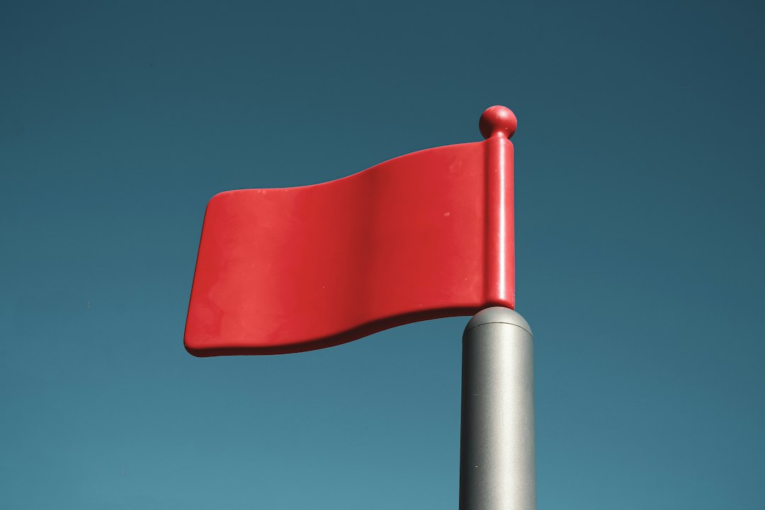 Diagram highlighting key red flags on a mockup online marketplace listing for a crypto wallet.